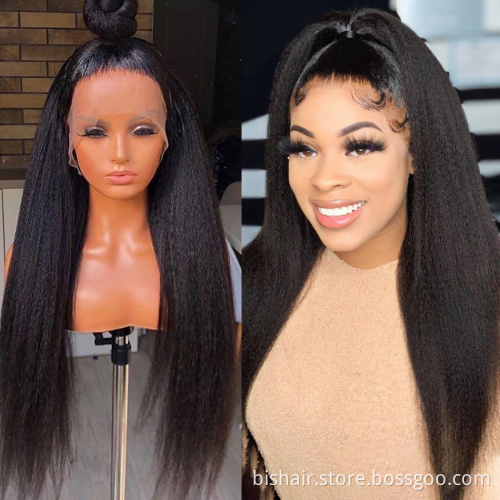 Wholesale 30'' Kinky Straight Wig 150% 13x4 Transparent Lace Frontal Wigs Pre Plucked Brazilian Human Hair Wigs For Black Women
